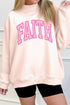 Faith Plaid Letter Mock Neck Pullover Sweatshirt