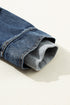 Fake Two Piece Hooded Zip Up Distressed Denim Jacket