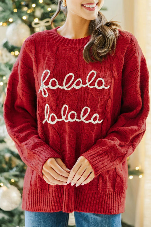 Falala Cable Knit Drop Shoulder Pullover Sweater