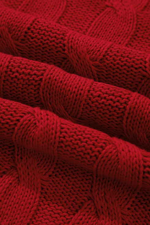 Falala Cable Knit Drop Shoulder Pullover Sweater