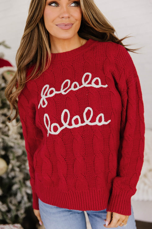 Falala Cable Knit Drop Shoulder Pullover Sweater