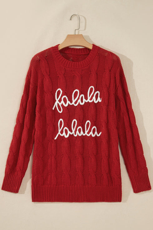 Falala Cable Knit Drop Shoulder Pullover Sweater