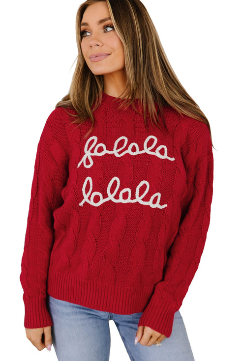 Falala Cable Knit Drop Shoulder Pullover Sweater