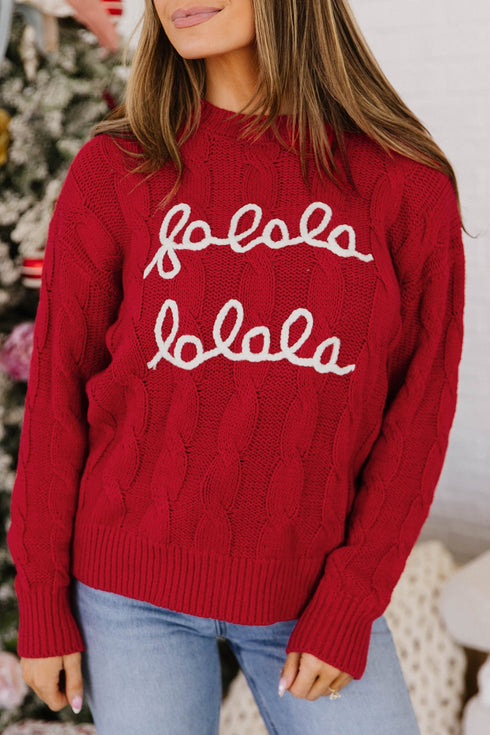 Falala Cable Knit Drop Shoulder Pullover Sweater