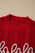 Falala Cable Knit Drop Shoulder Pullover Sweater