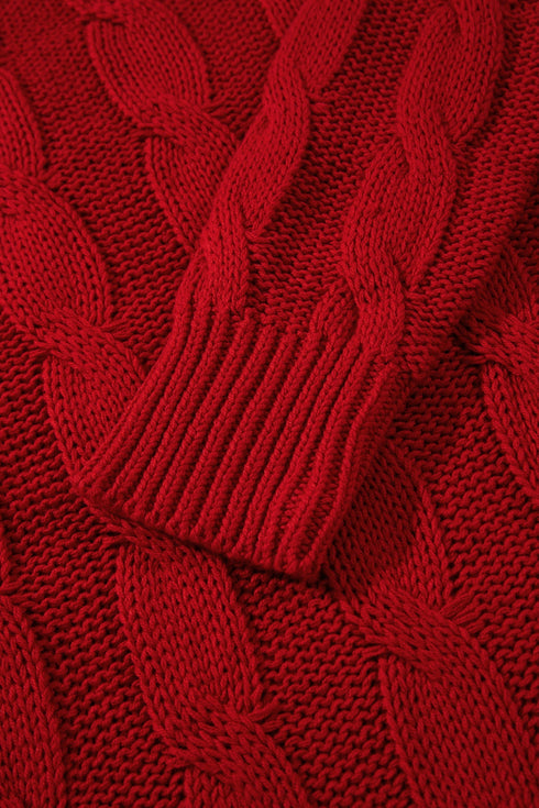 Falala Cable Knit Drop Shoulder Pullover Sweater