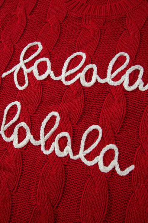 Falala Cable Knit Drop Shoulder Pullover Sweater