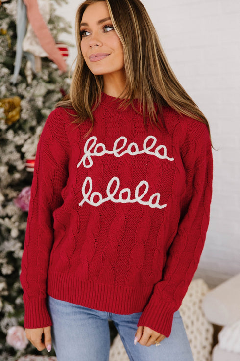 Falala Cable Knit Drop Shoulder Pullover Sweater