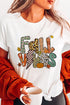 Fall Vibes Mixed Pattern Plaid Leopard Graphic Autumn Tee