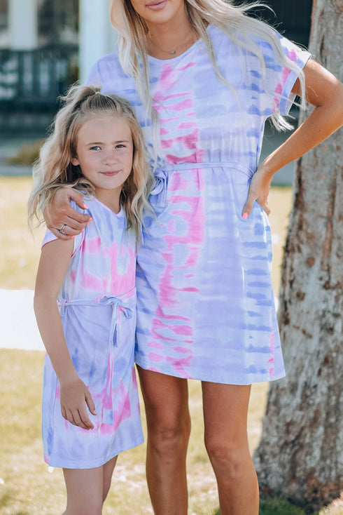 Family Matching Mom Multicolor Tie-Dye Mini Dress