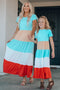 Family Matching Short Sleeve Color Block Adult Maxi Dress