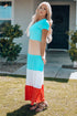 Family Matching Short Sleeve Color Block Adult Maxi Dress