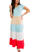 Family Matching Short Sleeve Color Block Adult Maxi Dress