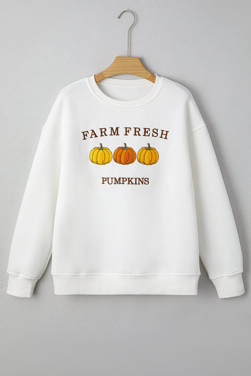 Farm Fresh Pumpkins Graphic Crew Neck Sweatshirt