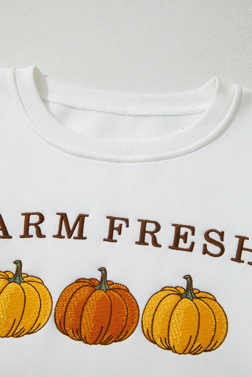 Farm Fresh Pumpkins Graphic Crew Neck Sweatshirt