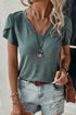 Fashion Petal Sleeve V Neck T Shirt