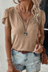 Fashion Petal Sleeve V Neck T Shirt