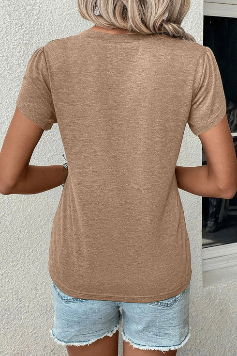 Fashion Petal Sleeve V Neck T Shirt