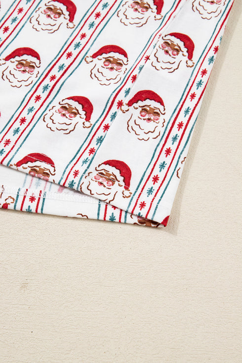 Father Christmas Striped Contrast Drawstring Wide Leg Lounge Set