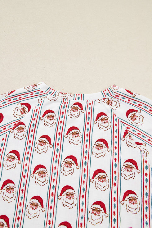 Father Christmas Striped Contrast Drawstring Wide Leg Lounge Set