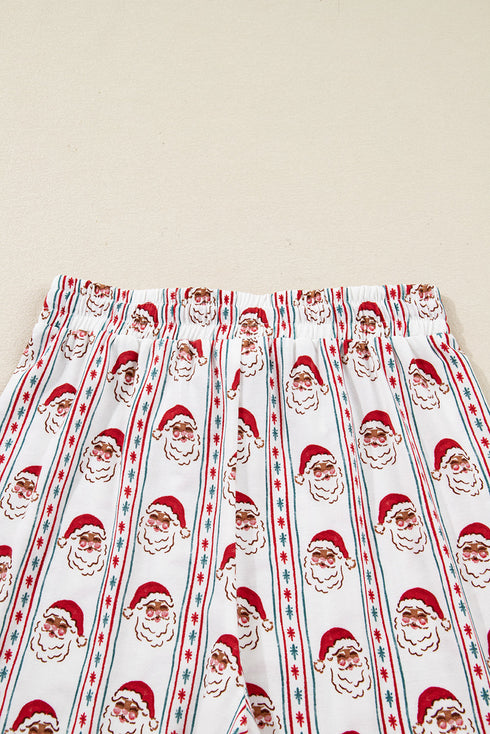 Father Christmas Striped Contrast Drawstring Wide Leg Lounge Set