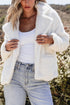 Faux Fur Fleece Button Front Pocketed Lapel Jacket
