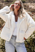 Faux Fur Fleece Button Front Pocketed Lapel Jacket