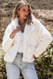 Faux Fur Fleece Button Front Pocketed Lapel Jacket