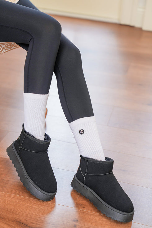 Faux Fur Lined Suede Texture Slip On Ankle Boots