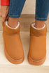 Faux Fur Lined Suede Texture Slip On Ankle Boots