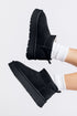 Faux Fur Lined Suede Texture Slip On Ankle Boots