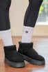 Faux Fur Lined Suede Texture Slip On Ankle Boots