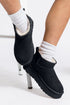 Faux Fur Lined Suede Texture Slip On Ankle Boots