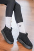 Faux Fur Lined Suede Texture Slip On Ankle Boots