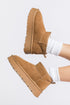 Faux Fur Lined Suede Texture Slip On Ankle Boots