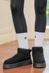 Faux Fur Lined Suede Texture Slip On Ankle Boots