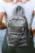 Faux Leather Double Zipper Adjustable Strap Dome Backpack