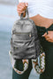 Faux Leather Double Zipper Adjustable Strap Dome Backpack