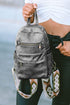 Faux Leather Double Zipper Adjustable Strap Dome Backpack