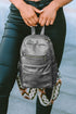 Faux Leather Double Zipper Adjustable Strap Dome Backpack