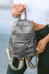 Faux Leather Double Zipper Adjustable Strap Dome Backpack