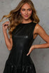 Faux Leather Drop Waist Ruffle Hem Mini Dress