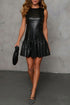 Faux Leather Drop Waist Ruffle Hem Mini Dress