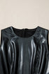Faux Leather Drop Waist Ruffle Hem Mini Dress