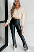 Faux Leather High Waist Split Hem Western Leggings