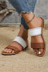 Faux Leather Interwoven Strap Open Toe Slide Slippers