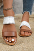 Faux Leather Interwoven Strap Open Toe Slide Slippers