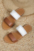 Faux Leather Interwoven Strap Open Toe Slide Slippers