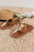 Faux Leather Metal Ring Accent Square Toe Flat Slippers