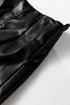 Faux Leather Retro Buckle Pleated Flared Midi Skirt